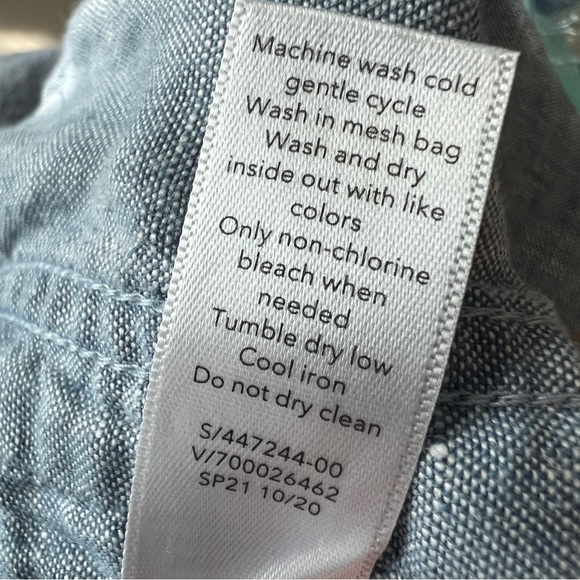 ATHLETA Cabo Linen Wide Leg Zip-Pocket Drawstring Pants Chambray Blue Size 24 - Picture 7 of 12